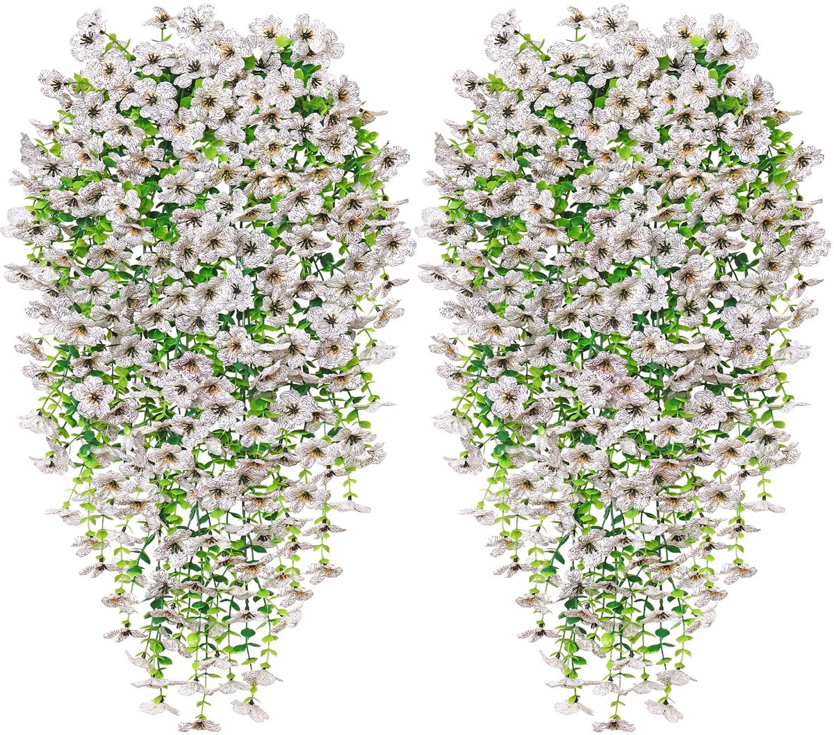 Ibenzoa® Weerbestendige hangende kunstbloemen voor tuin en balkon decoratie, 4 stuks, 76 cm lang, wit
