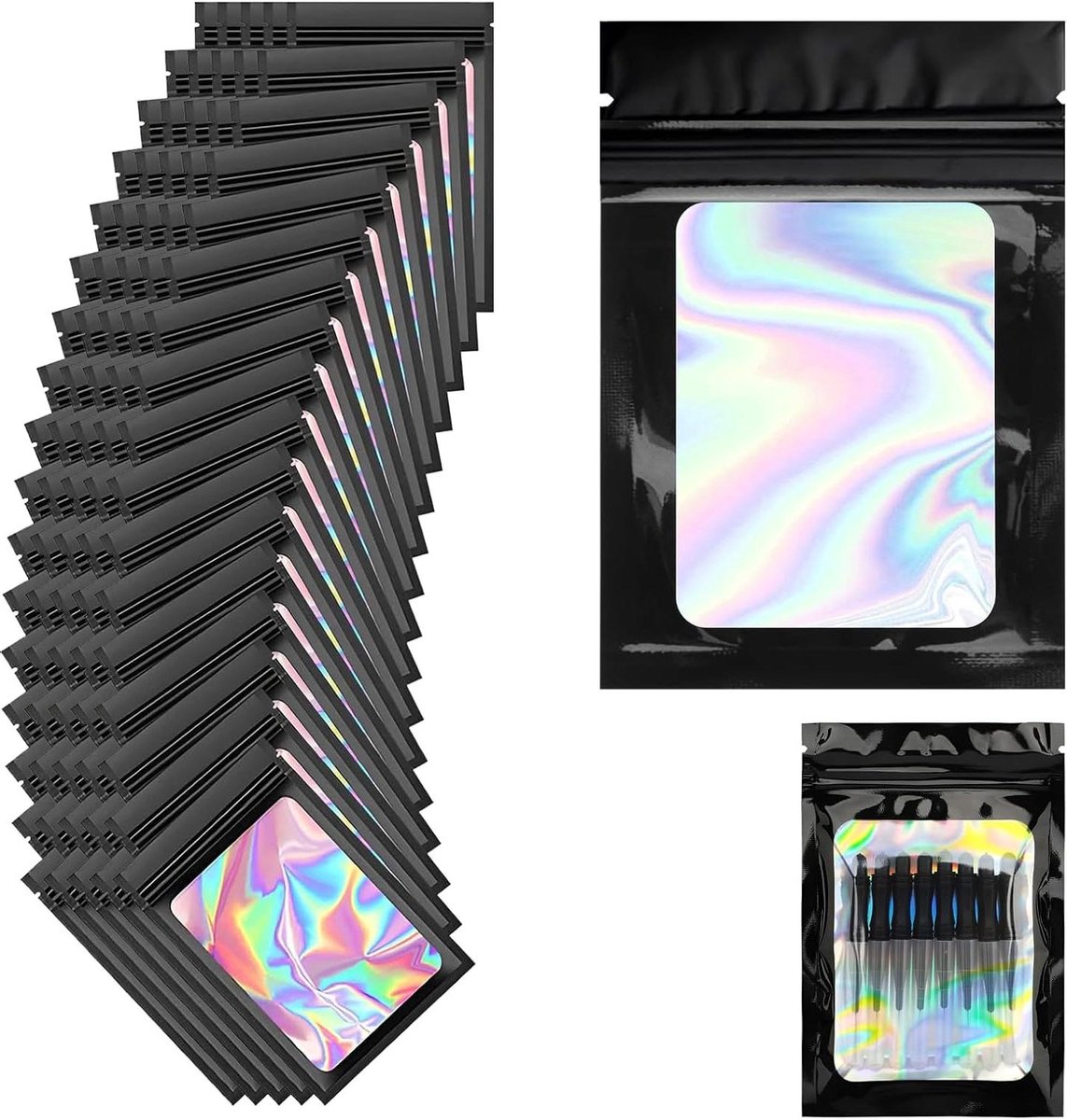 Allecto Plus - 120 stuks Mylar zakjes zwart - Hersluitbare zipper zakken voor ... met