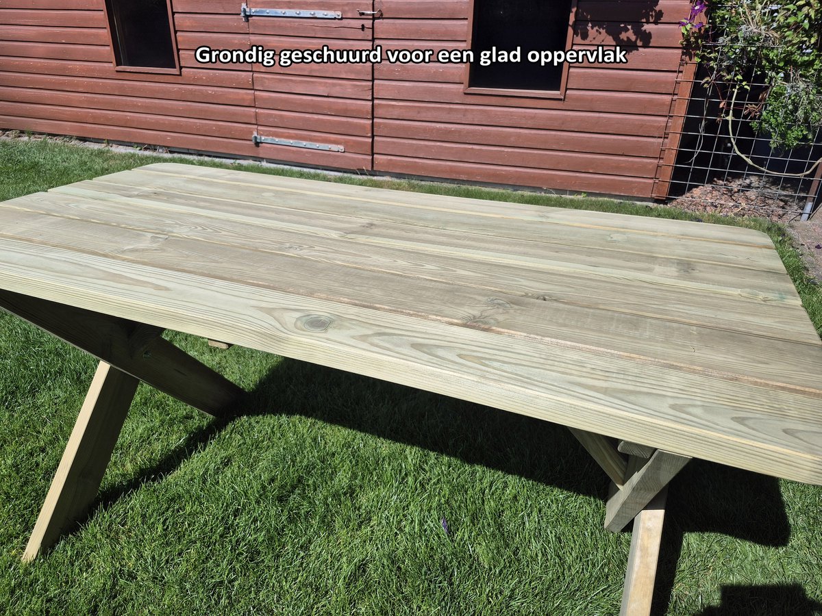 Houten Tuintafel 120cm – Premium - Extra Stevig & Landelijke Tuin tafel - Weerbestendig & Eenvoudige Montage - Andy – foto 5