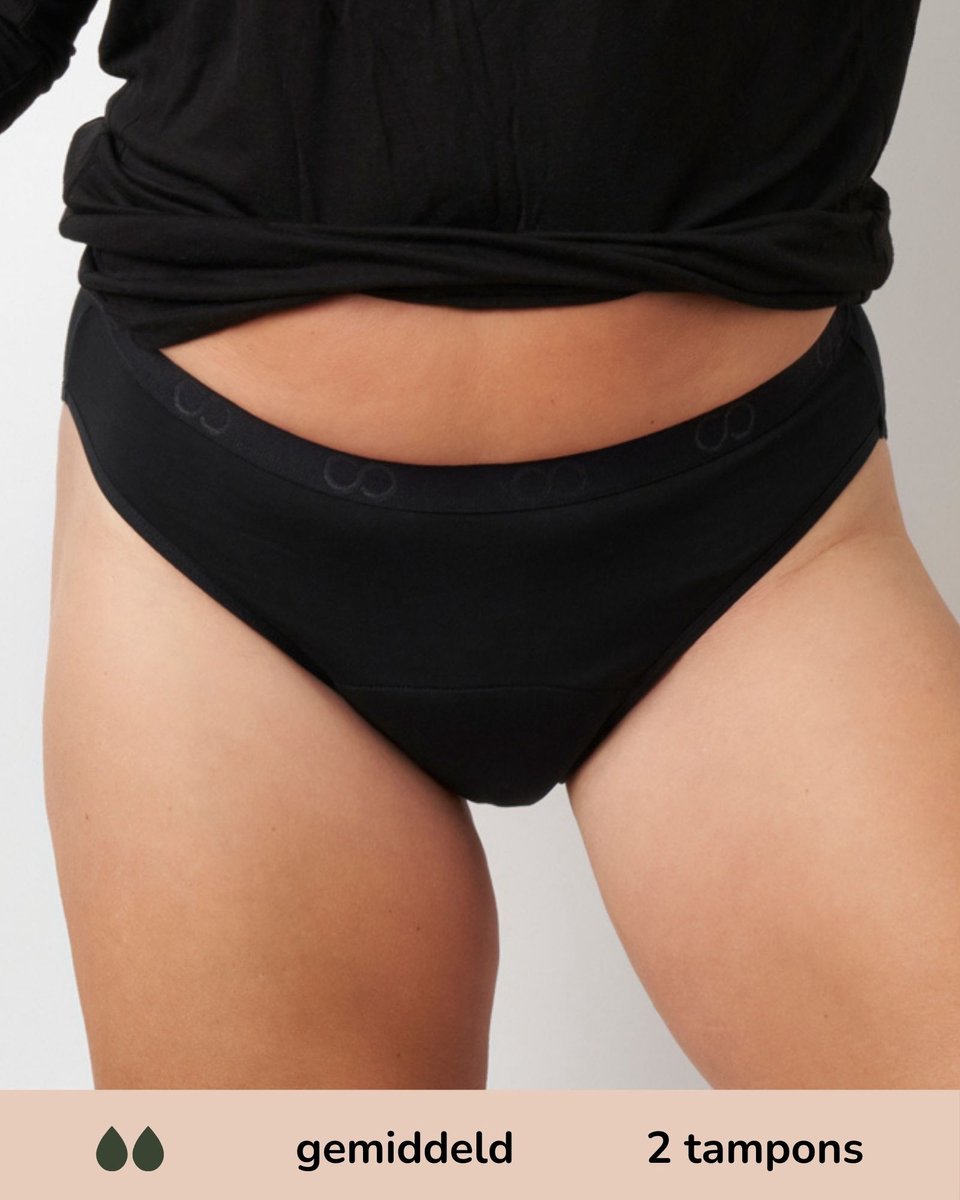 Bol.com Moodies menstruatie ondergoed - Bamboe Bikini Onderbroek - gemiddeld kruisje - maat S - zwart aanbieding