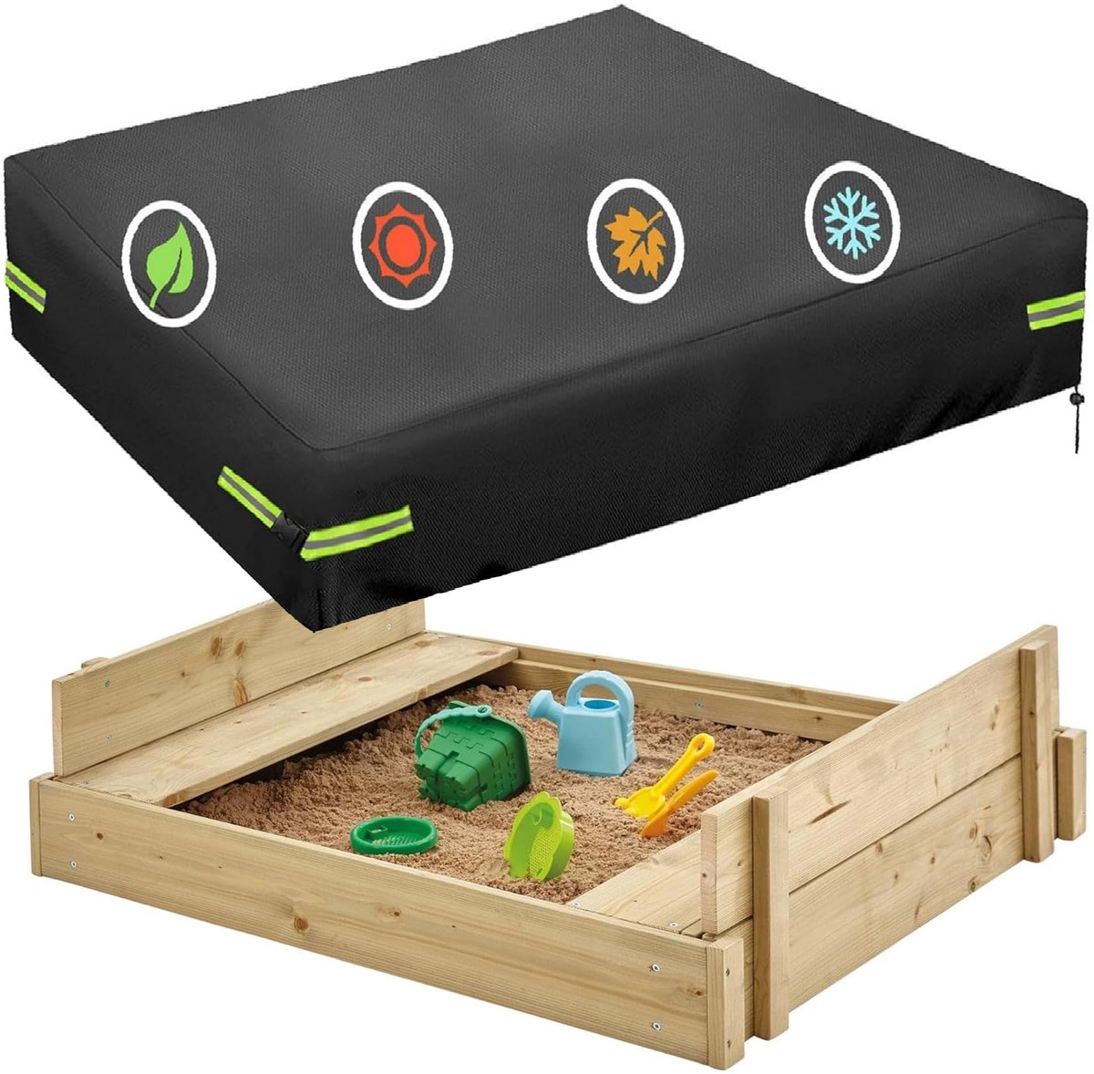 Ibenzoa® Beschermende buitenhoes voor zandbak van 128 cm, water- en stofbestendig, 420D Oxford-stof