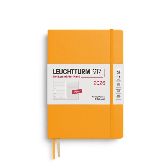 Leuchtturm1917 - Agenda 2026 - A5 Weekly Planner & Notebook 2026 hardcover Rising Sun - 15x21cm