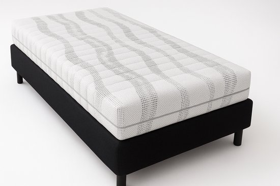 Nessa® - 80x200 - Boxspring Furkan - Cuir PU Zwart - Matras ensachés inclus