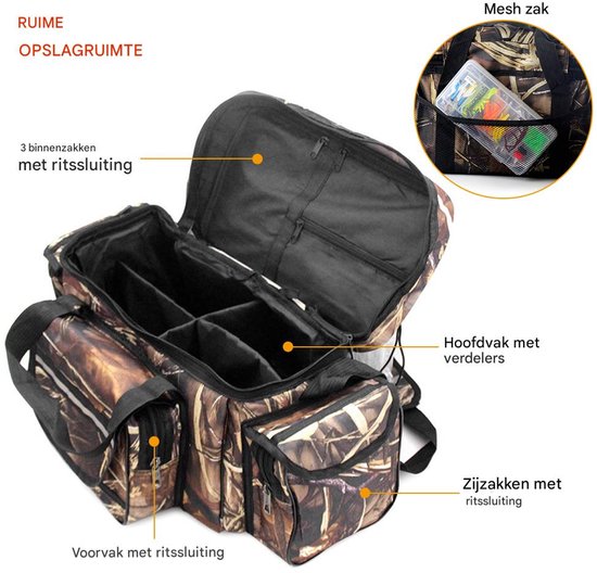 Sac à bandoulière imperméable Vista Bag – Sac de pêche grande capacité avec plusieurs poches – Sac de pêche Plein air Oxford – Sac à main ou bandoulière pour la Pêche, le Camping, la chasse – 50 x 30 x 25 cm