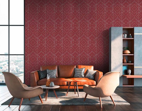 ART DECO WALLPAPER - Rouge Zwart Argent - AS Creation Metropolitan Stories 2