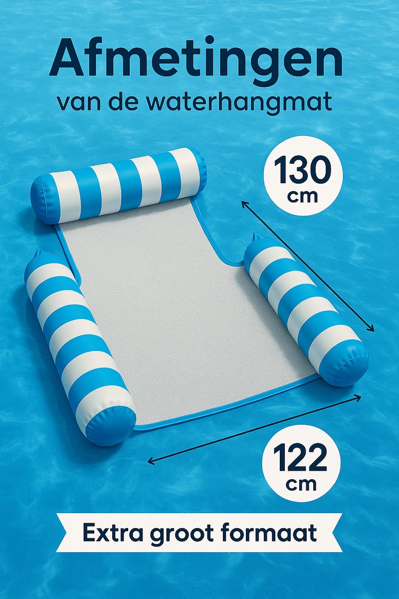 Dicadore - Waterhangmat - Luchtbed Zwembad - Luchtmatras opblaasbaar - Licht Blauw/wit - Zwembad/Strand - Waterspeelgoed - Vakantie — afbeelding 6