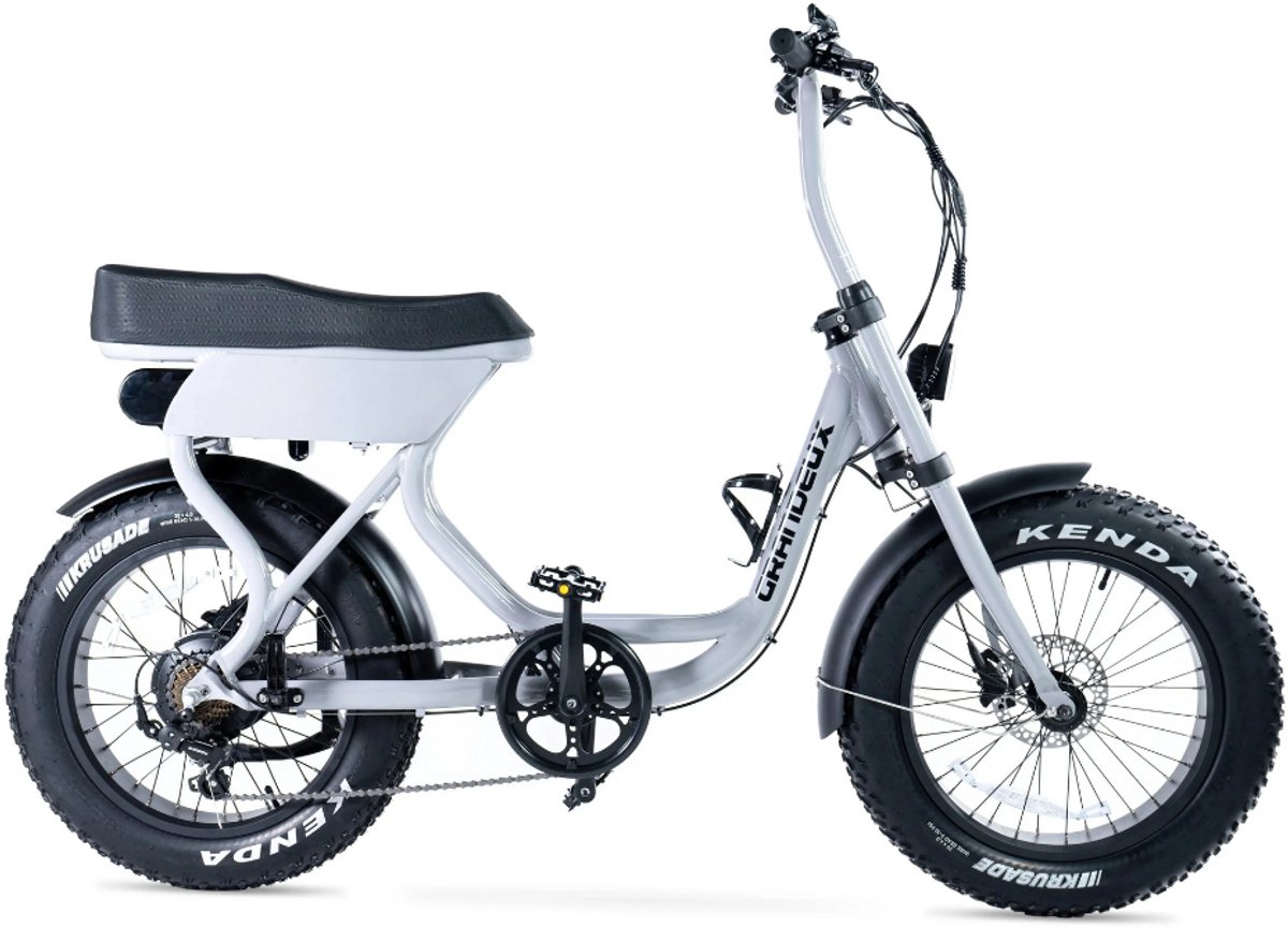 Grandeux Xcite Elektrische Fatbike - Lage Instap - Inclusief Bekerhouder - 20 Inch - 250W Motor - 7 Versnellingen - 50 km Actieradius - Hydraulische Schijfremmen - Grijs