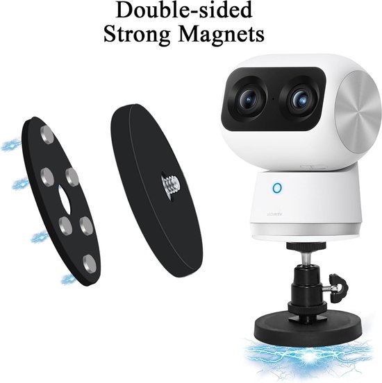 Support magnétique Compatible Cam d'intérieur Eufy S350, support magnétique réglable avec revêtement en caoutchouc et base magnétique en néodyme, 1 paquet