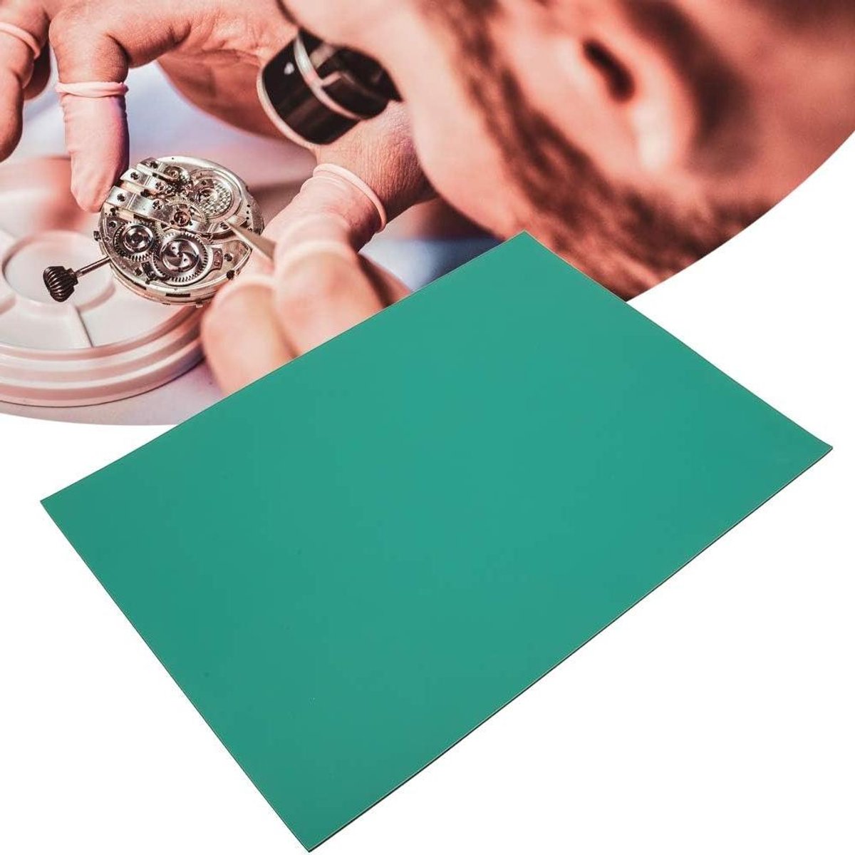 Allecto Plus - Grootte ESD Horloge Reparatie Mat Hittebestendig Donkergroen Rubber Reparatie Mat voor Horlogemakers (34x24cm) met Antistatische Bescherming