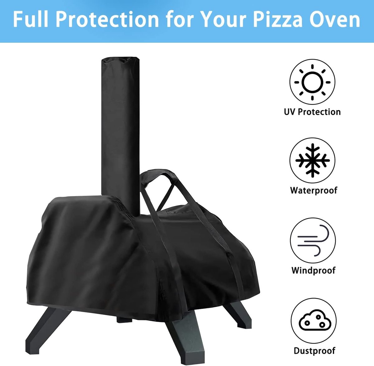 Waterdichte Pizzaovenhoes - Pizzaovenhoes Geschikt voor Ooni Karu 12 - 420D zilver gecoate stof - Draagtas - Regenhoes - Carry Cover - Beschermende Draagtas tegen Weersinvloeden - pizzaoven accessoires – foto 6