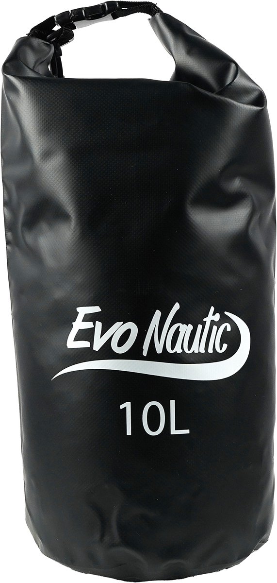 EvoNautic Drybag 10L Zwart - Waterdichte Tas - Inhoud van 10 Liter - Kleur Zwart - Geschikt voor Zwemmen, Wandelen, Suppen en Varen