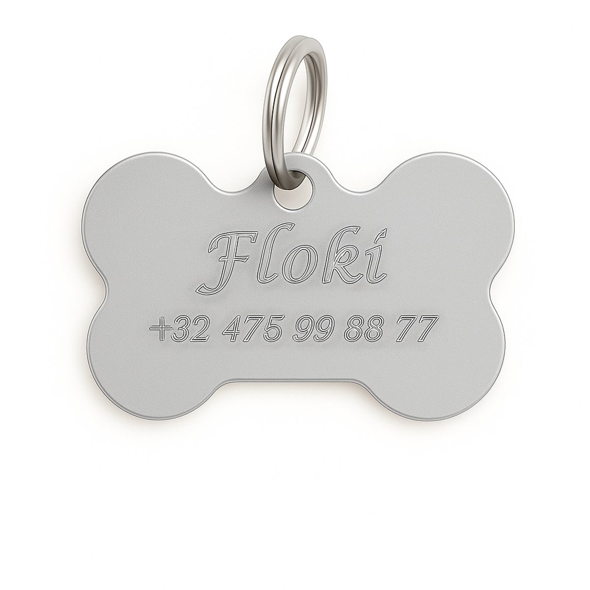 Lovelockers® | Hondenpenning inclusief graveren | Gegraveerde Penning Bot | Zilver | maat L 38 x 26 mm | incl 2 regels gravering | Luxe honden penning