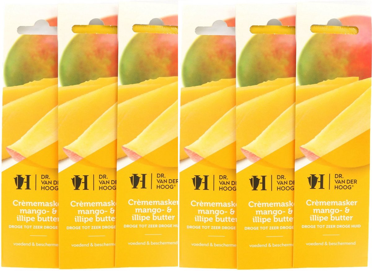 6x Dr. van der Hoog Crème Masker Mango & illipe Butter - Droge Tot Zeer Droge Huid