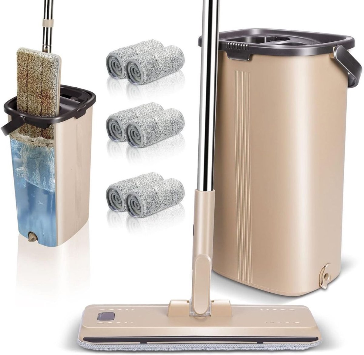 CLGP® Dwijl en Emmer Set - Dweilsysteem - Dweilen & Vloerwissers - Beige