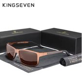KINGSEVEN Zonnebril 7021 - Bruin – Heren - Vrouwen - Gepolariseerd - UV400 - Rechthoek
