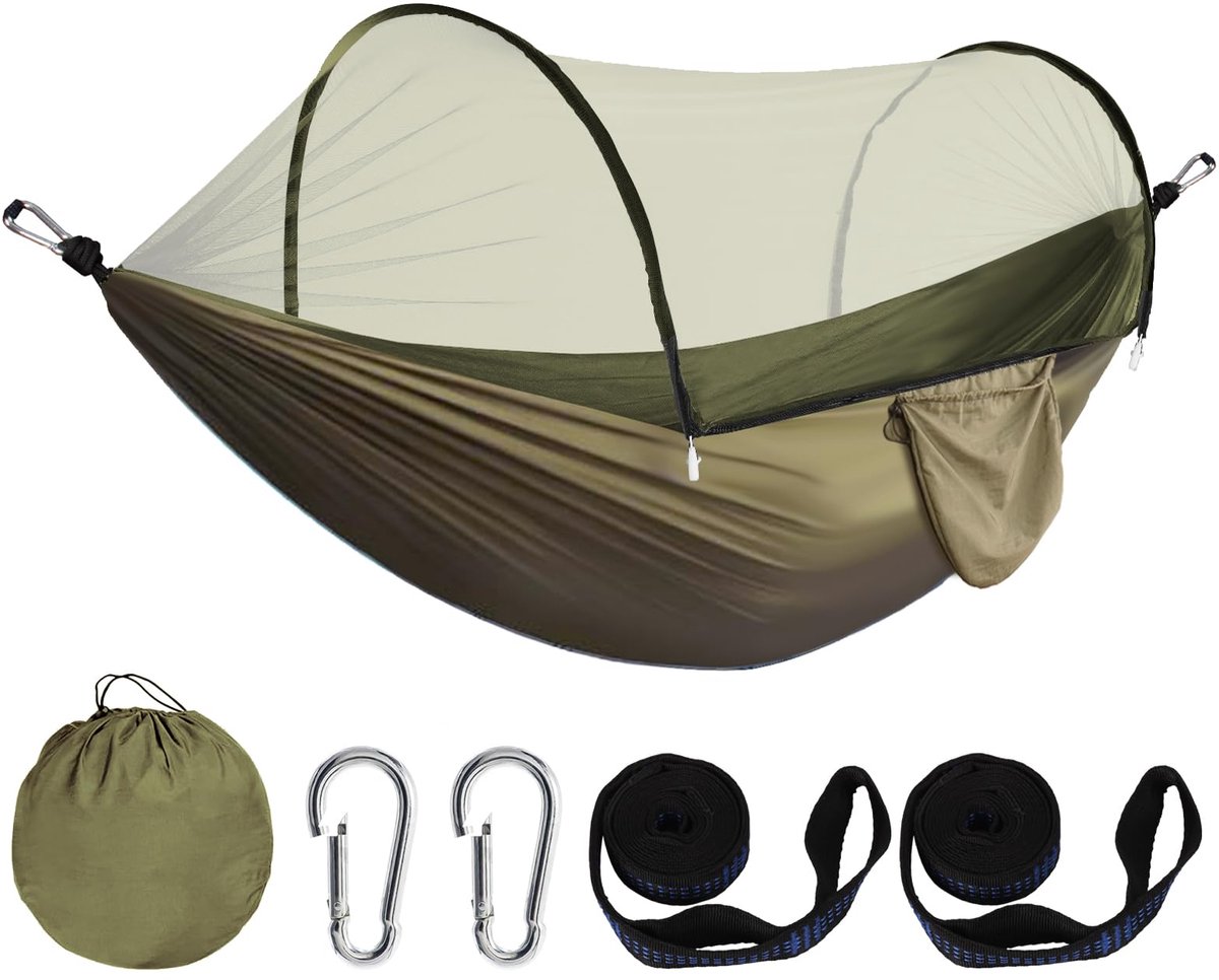 Ibenzoa® Ruime en Draagbare Outdoor Hangmat met Muggennet voor Avontuurlijke Reizigers en Kampeerders