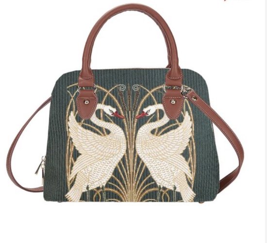 Handtas - Schoudertas - Swan - Zwanen - Donker groene achtergrond - Walter Crane