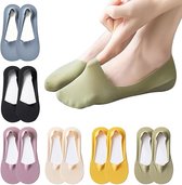 No Show Sokken voor Dames, Antislip Nylon Dunne Footies Onzichtbare Zijdezachte Lage Voering Sokken voor Loafers Flats 6 Paar (One Size)