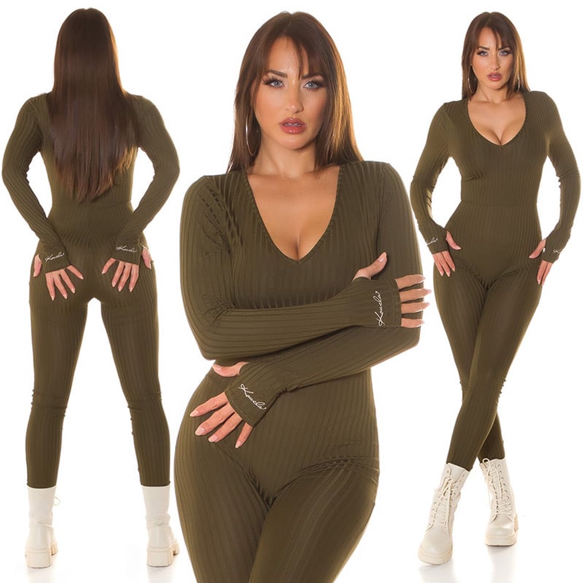Koucla jumpsuit dames khaki maat L