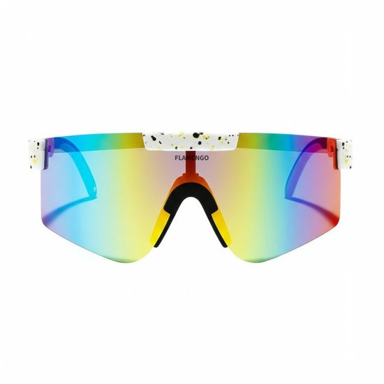 Flamengo® Sport Zonnebril - TR90 Frame+TAC Lens - Viper Glasses - Wintersport zonnebril - sneeuw - ski bril - Fietsbril - Sportbril - festival rave space bril - UV 400 gepolariseerd Zwart WIT