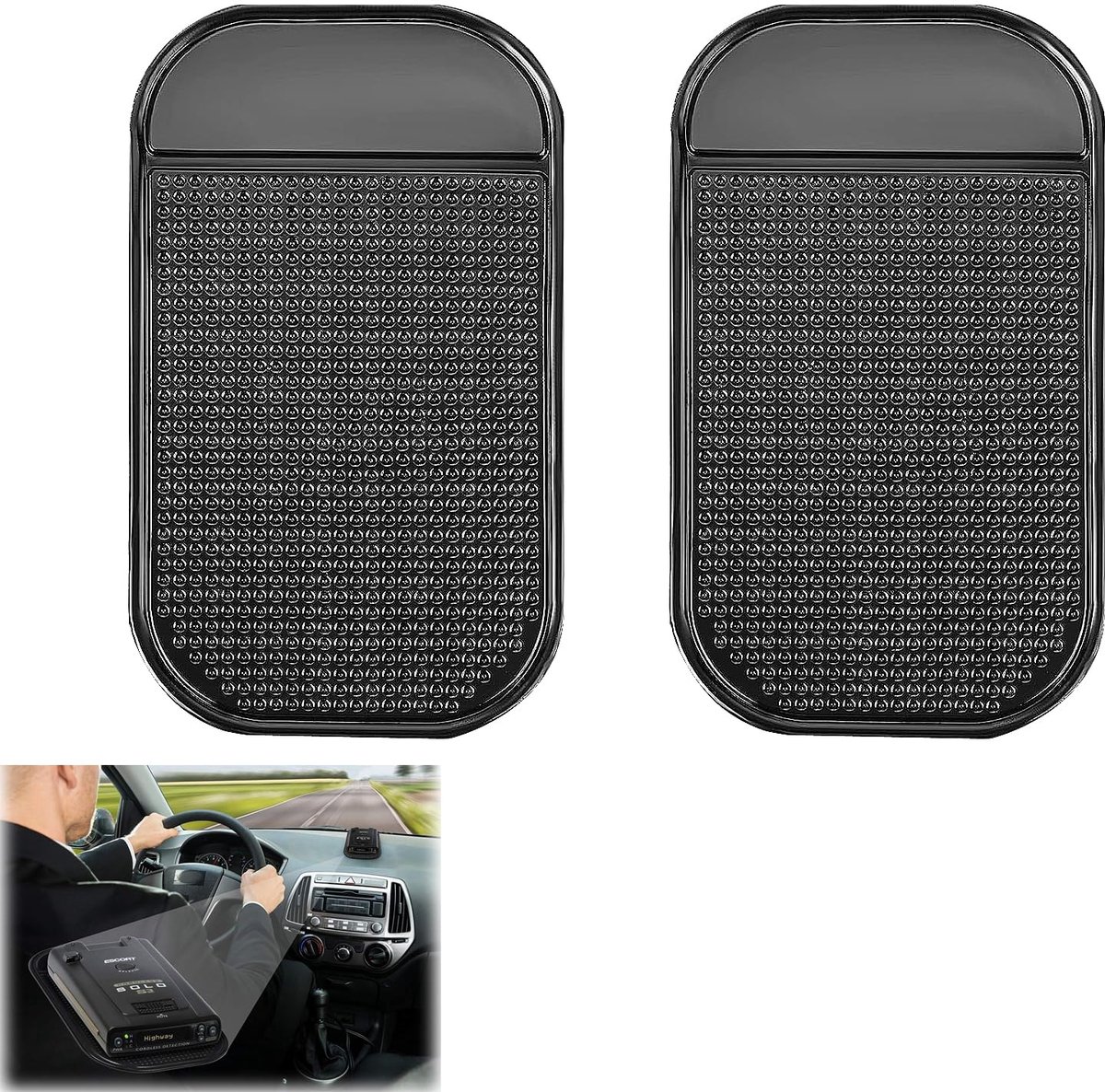 2 Stuks Antislipmatten - Houdt telefoon, sleutels, zonnebril en munten vast - Voor auto dashboard - 14 x 8 cm