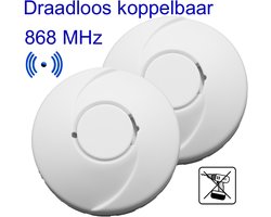 Draadloos Koppelbare Rookmelder, 868 Mhz, Incl. 3v Batterij 10jr