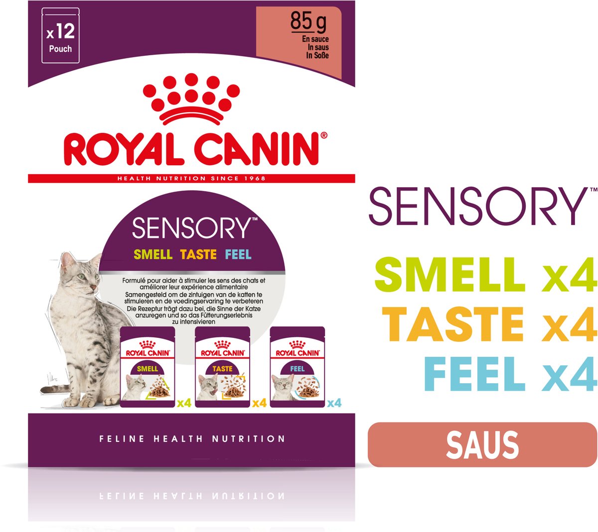 12x85g Sensory Smell Taste Feel in Saus Royal Canin Kattenvoer