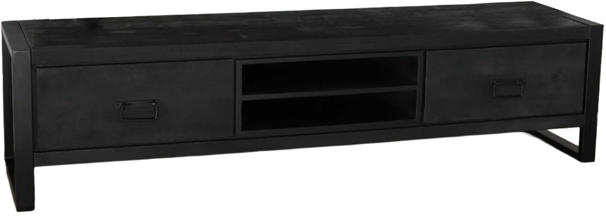 TV meubel industrieel mangohout Avelyn zwart 180cm tv kast duurzaam mango massief hout tv-meubel