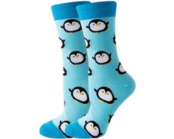SilverAndCoco - Gekke Vrolijke Foute Sokken / Leuke Grappige Happy Dikke Warme Huissokken Dames & Heren Kerstcadeau pakket / Thermosokken Katoen / Wintersokken Mannen en Vrouwen Socks Sinterklaas Schoen Kerst Cadeautje - Pinguïn