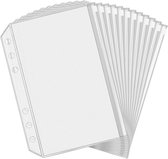 A5 (21x14,9cm) Binder Zakken - 12 Stuks - Geldmapjes met Sluiting - 6 Gaten Budget Cash Enveloppen voor Budgettering - Transparante Ritsmap - Waterdicht PVC Document Pouch Archivering - Transparant