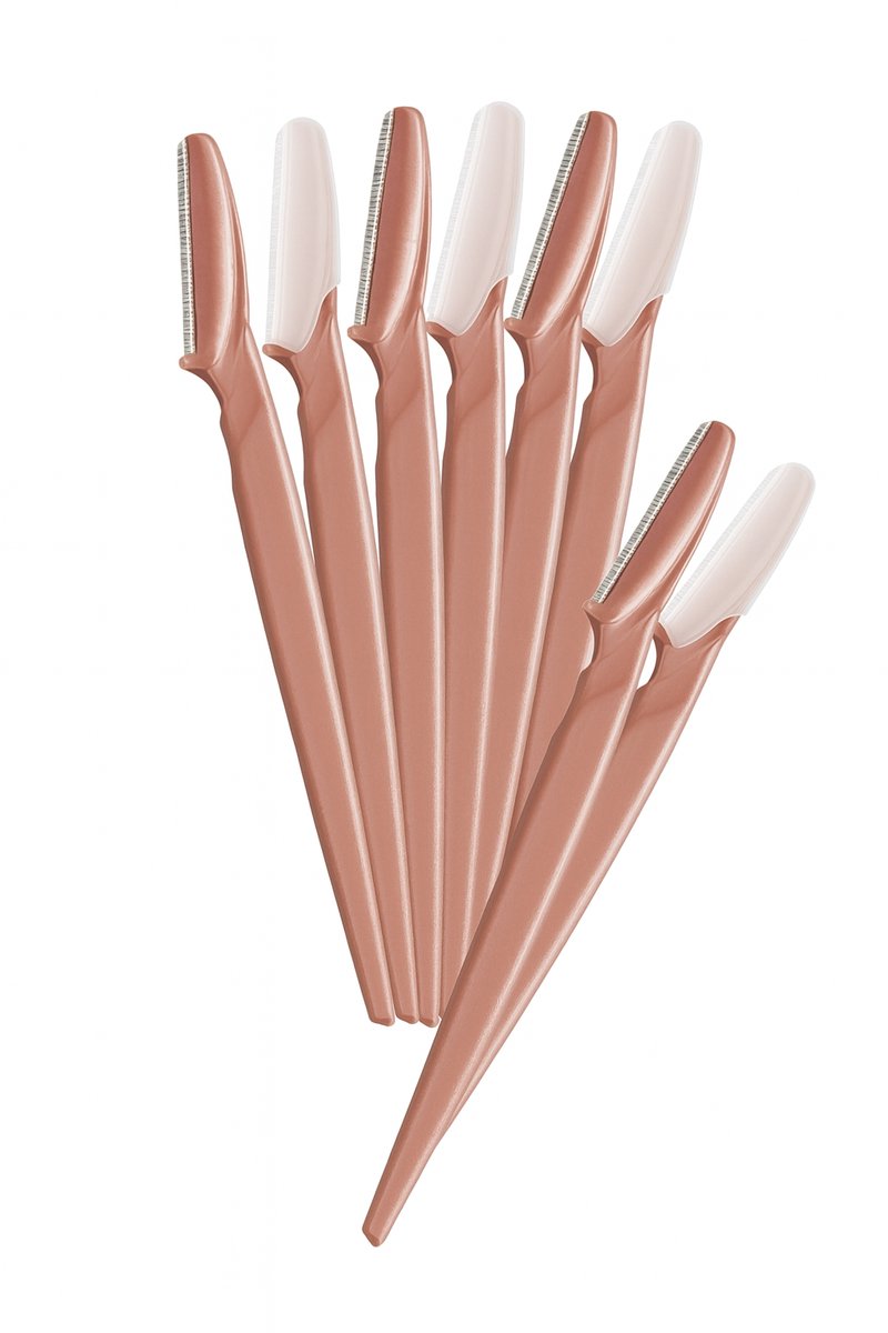 Gezichtsscheermes - Wenkbrauwscheermes - Dermaplaning Tool - Gezichtshaar Verwijderen - Vrouwen Scheermes - Gezichtsverzorging - Huid Exfoliator - Perzikfuzz Verwijderaar - Roestvrij Staal Mesje - Herbruikbaar Scheermes - Set van 12 - Terracotta