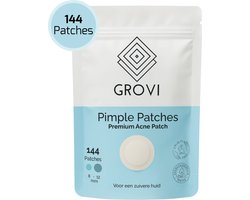 Grovi Premium Pimple Patch 144 Stuks - Onzichtbare Puisten Verwijderaar - Acne Patches - Hyrdocolloid - Anti Mee-eters - 8 & 12MM