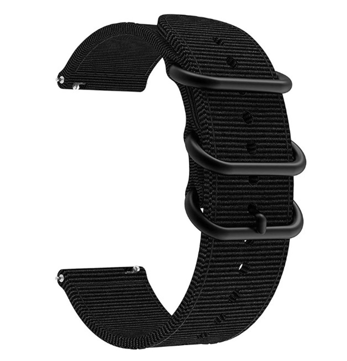 DrPhone SWB1 - Smart Watch Bandje - Roestvrij Staal Gesp - Nylon - 18mm - Universeel Zwart