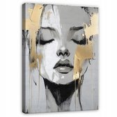 WALLARENA - Canvas schilderij - 100x70 cm - afbeelding van een glamour vrouw gezicht voor slaapkamer of woonkamer