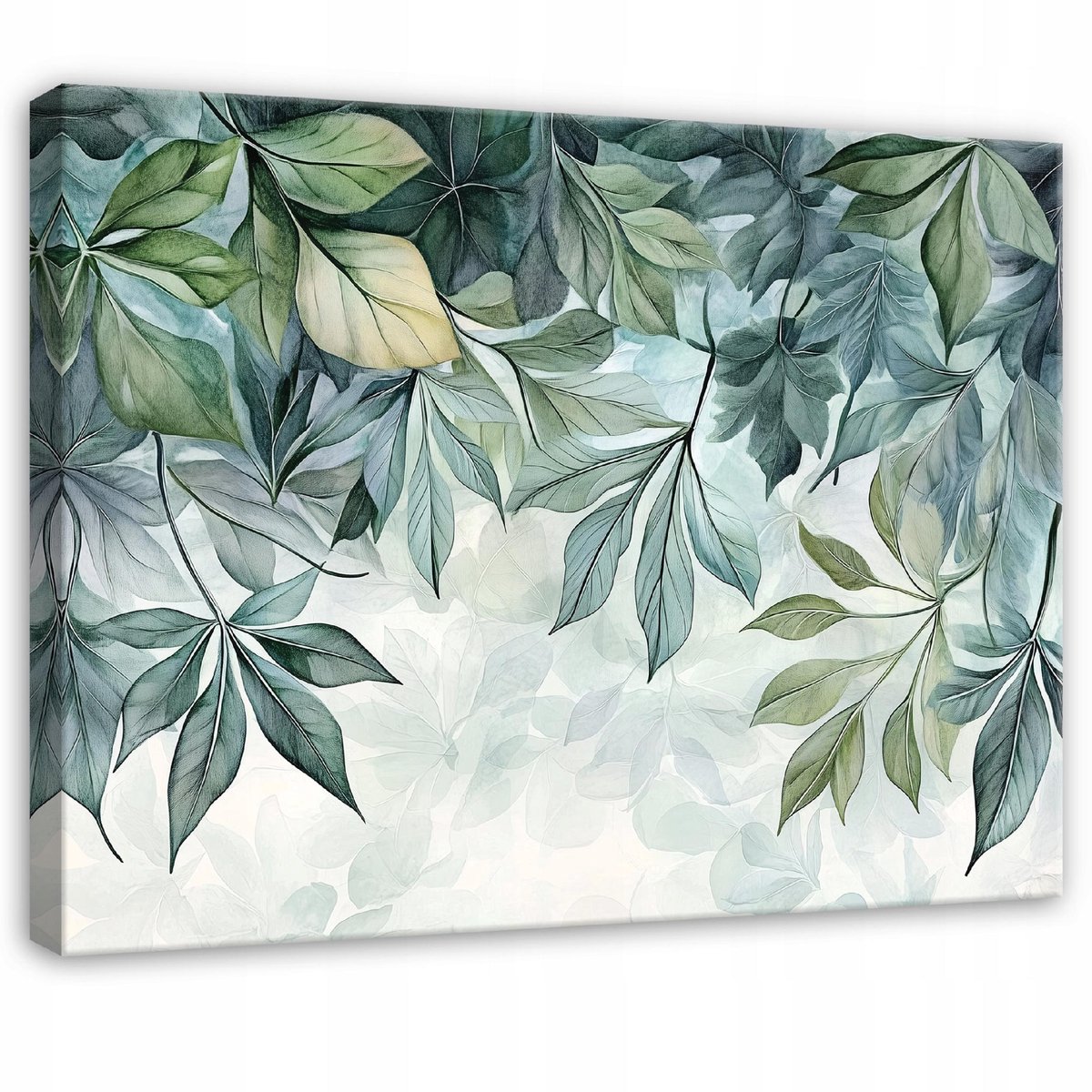 WALLARENA Canvas schilderij - 100x70 cm - afbeelding van groene hangende bladeren voor slaapkamer, salon, keuken multikleurig