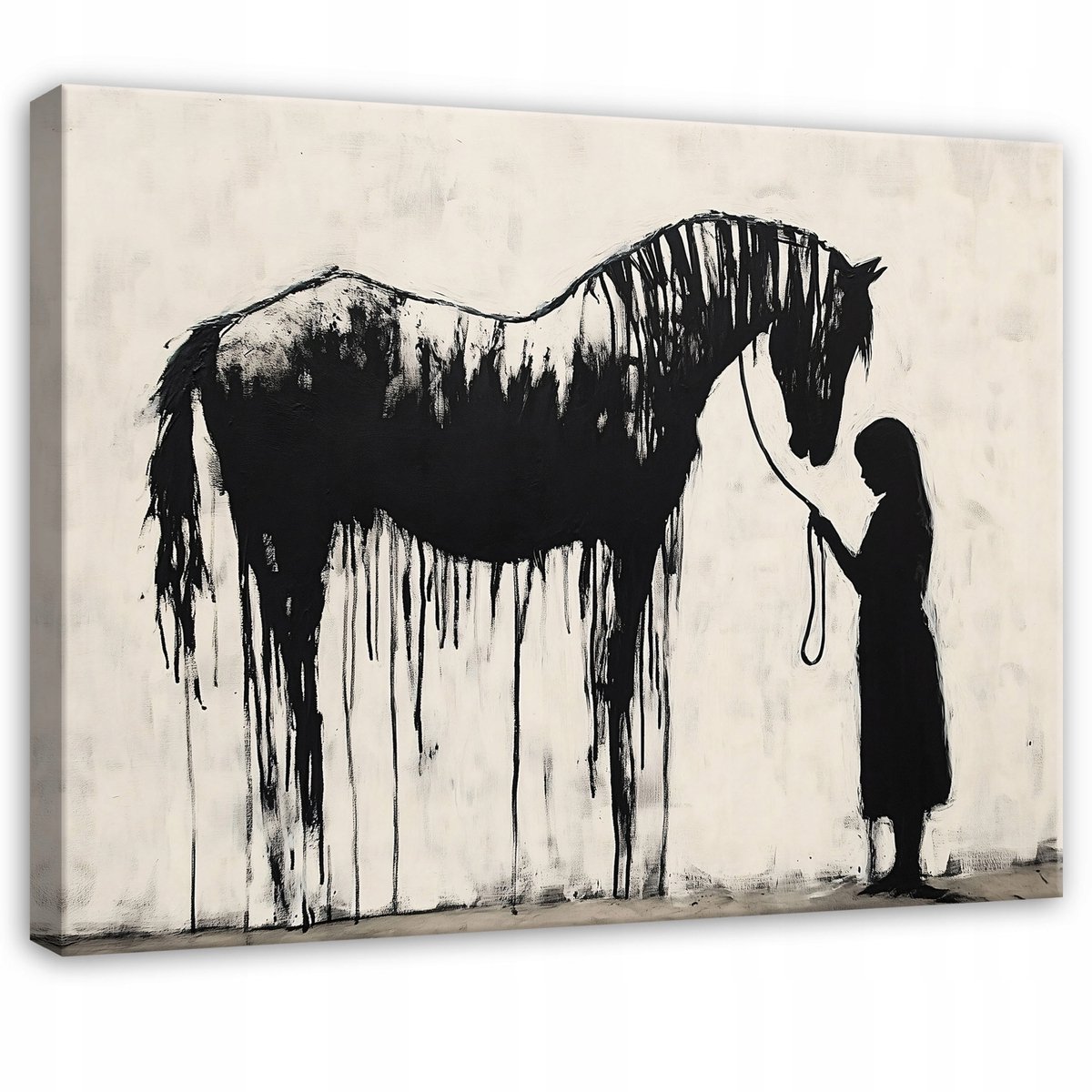 WALLARENA Canvas schilderij - 120x80 cm - abstracte kunst geïnspireerd door Banksy voor slaapkamer en woonkamer multikleurig