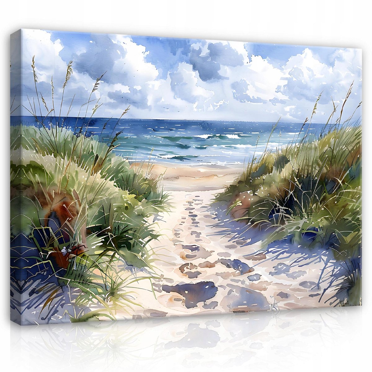 WALLARENA Canvas schilderij - 40x30 cm - schilderij van de zee en het strand, perfect voor slaapkamer en woonkamer multikleurig