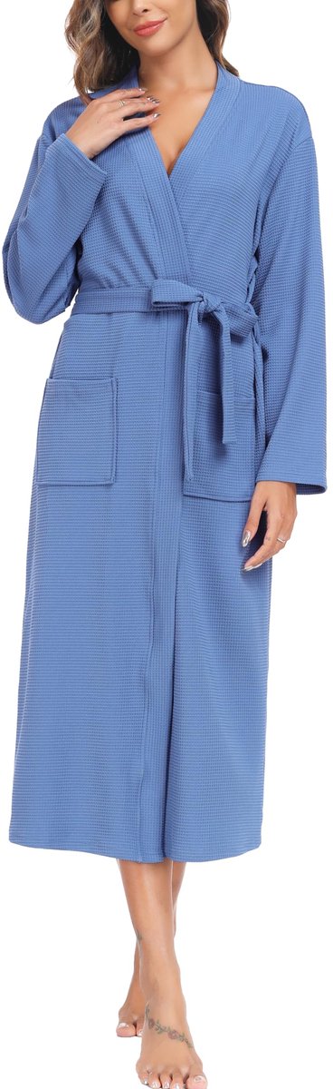 Wafelstof Badjas Kimono - Unisex - Met V-hals - Voor Spa, Thuis en Hotel