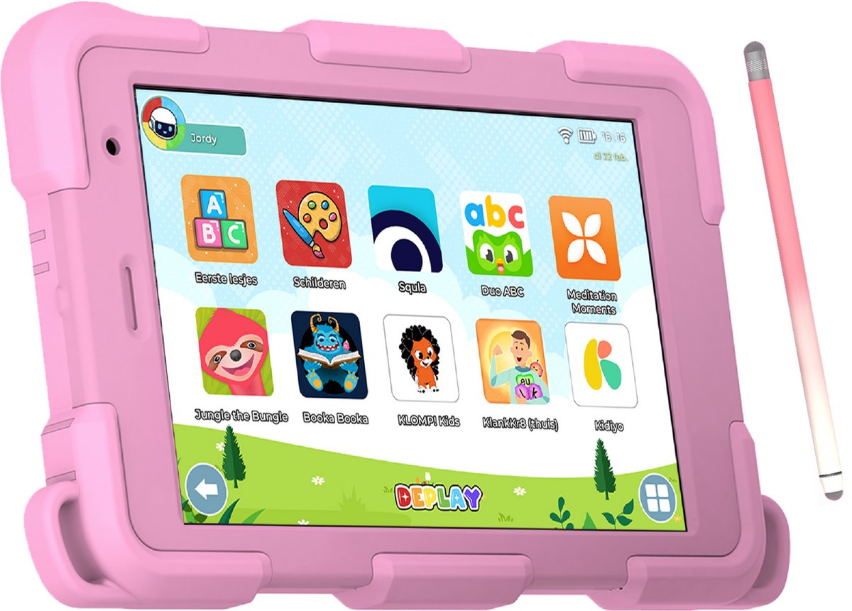 DEPLAY Kids Tablet SMART 4 - Kindertablet - Kindertablet vanaf 3 jaar - 5000 mAh Batterij - Pen, Beschermhoes & Screenprotector- Android 14 - Tablet Kinderen - 8 Inch - Roze