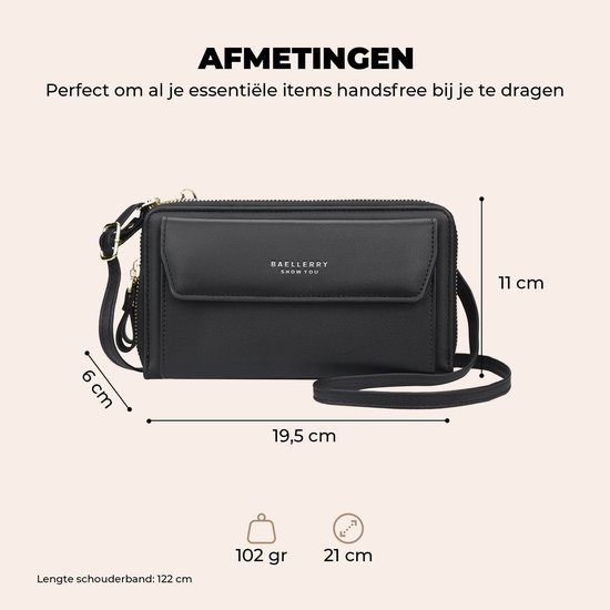 Sac de téléphone universel avec bandoulière pour mains libres – Sac portefeuille robuste avec beaucoup d'espace de rangement – ​​Sacs de téléphone pour femme – Convient pour iPhone, Samsung, Honor, Google Pixel, Lenovo et Xiaomi – Vert