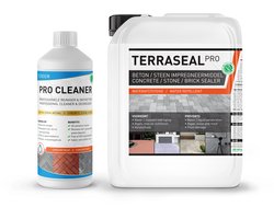 Terras impregneermiddel - Nano Coating - Waterdicht maken Steen - Betontegels - Tuintegels impregneren - Terrasreiniger - Dakpannen reinigen | Terraseal Pro 5L (30m2) + 1L Terrasreiniger