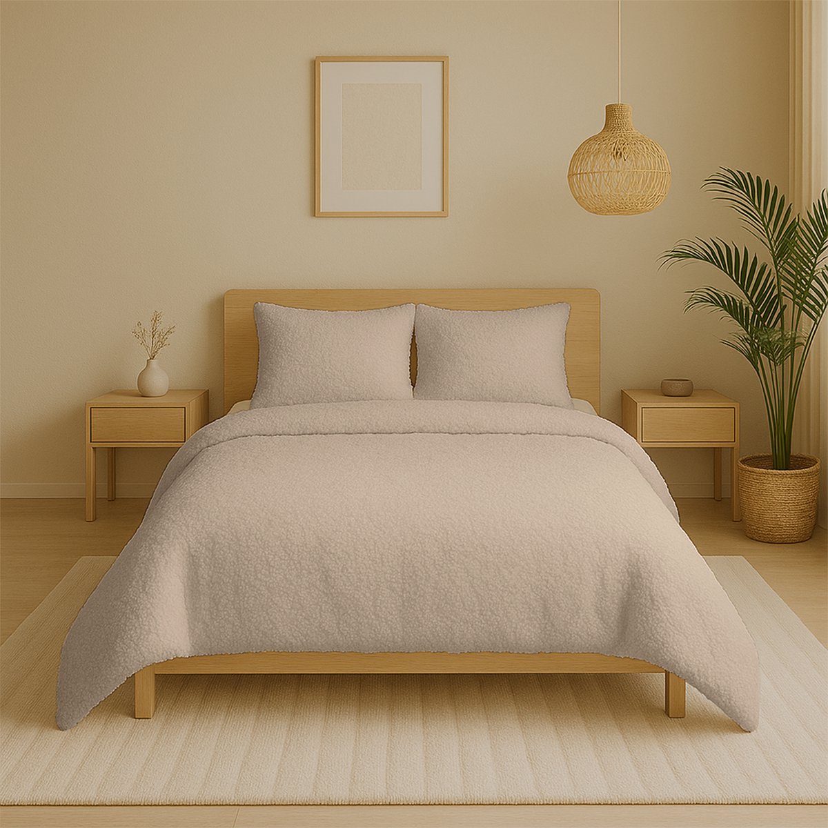 Zydante Dekbedovertrek Set 240x220 cm - Teddy - met 2 Kussenslopen - Taupe
