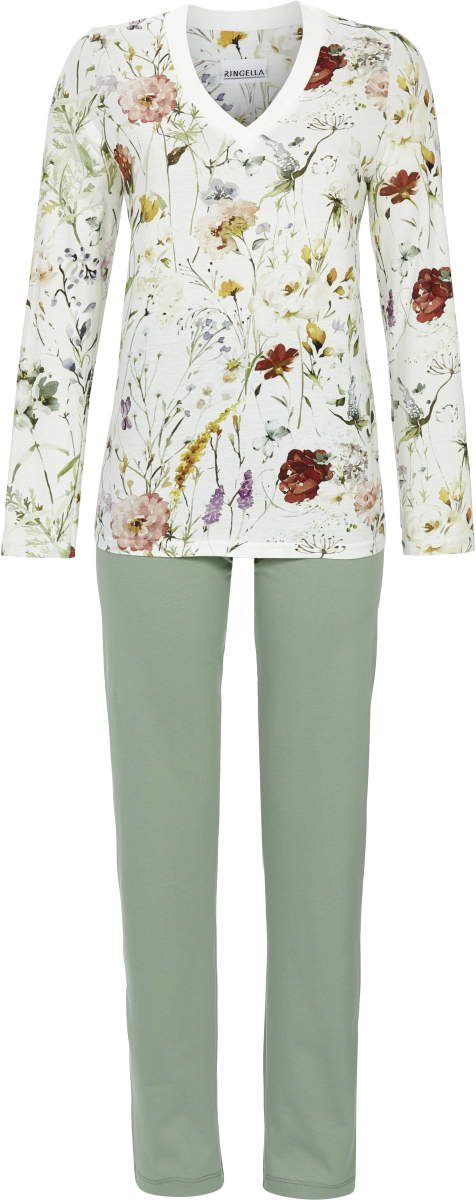 Ringella Bonte bloemen pyjama Ringella - Wit - Maat - 50
