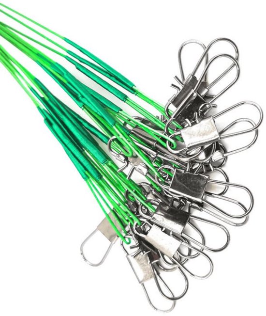 Fil Coated Wire Leader 'Green' - 30 stuks - 30cm - 15kg - Stalen onderlijnen - Groen - Roofvis onderlijnen voor Kunstaas Vissen van Fil Fishing — afbeelding 2