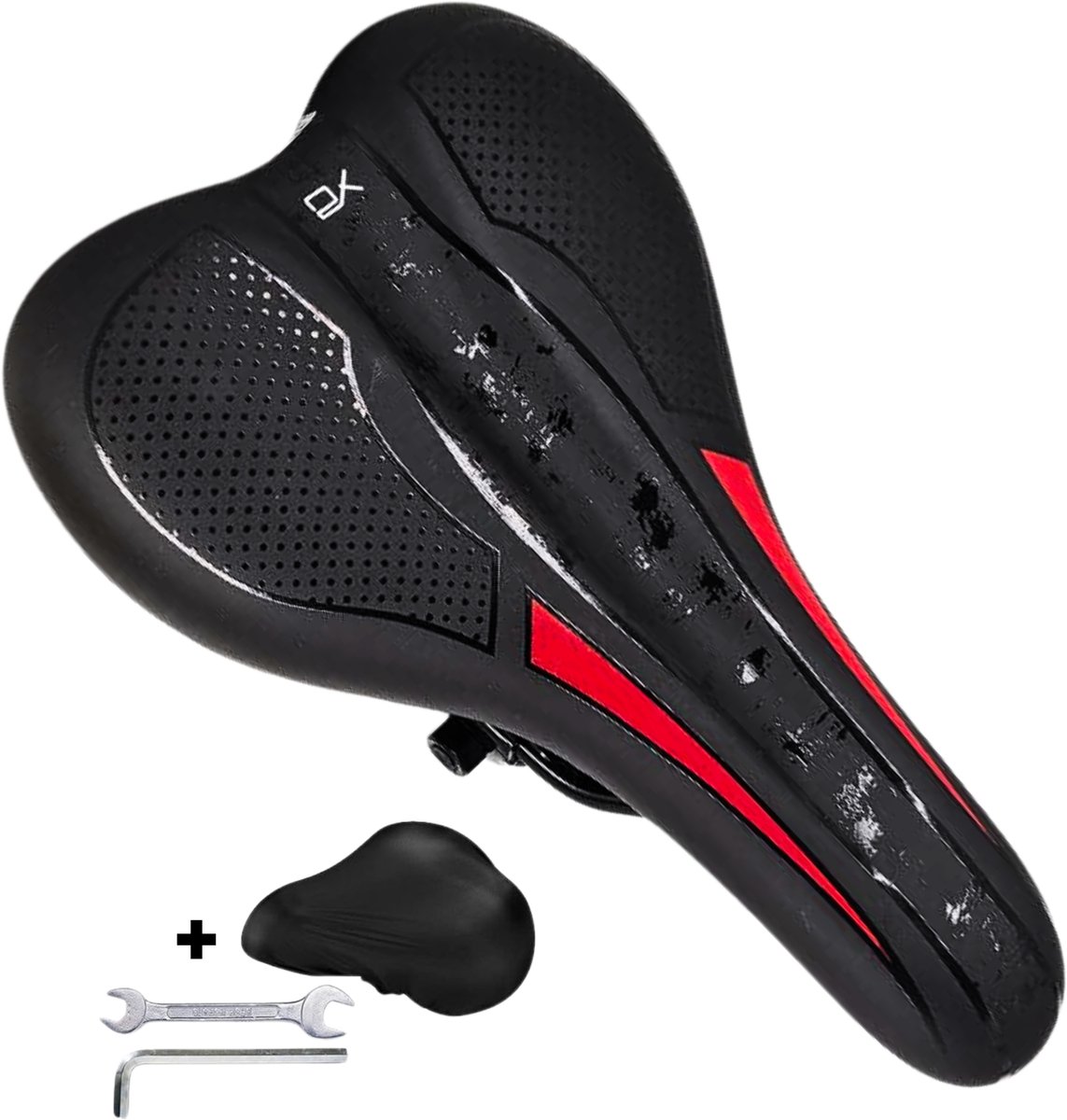 U Fit One Fietszadel voor Dames en Heren - Inclusief waterdichte zadelhoes - Reflectie en ventilatie - Zwart