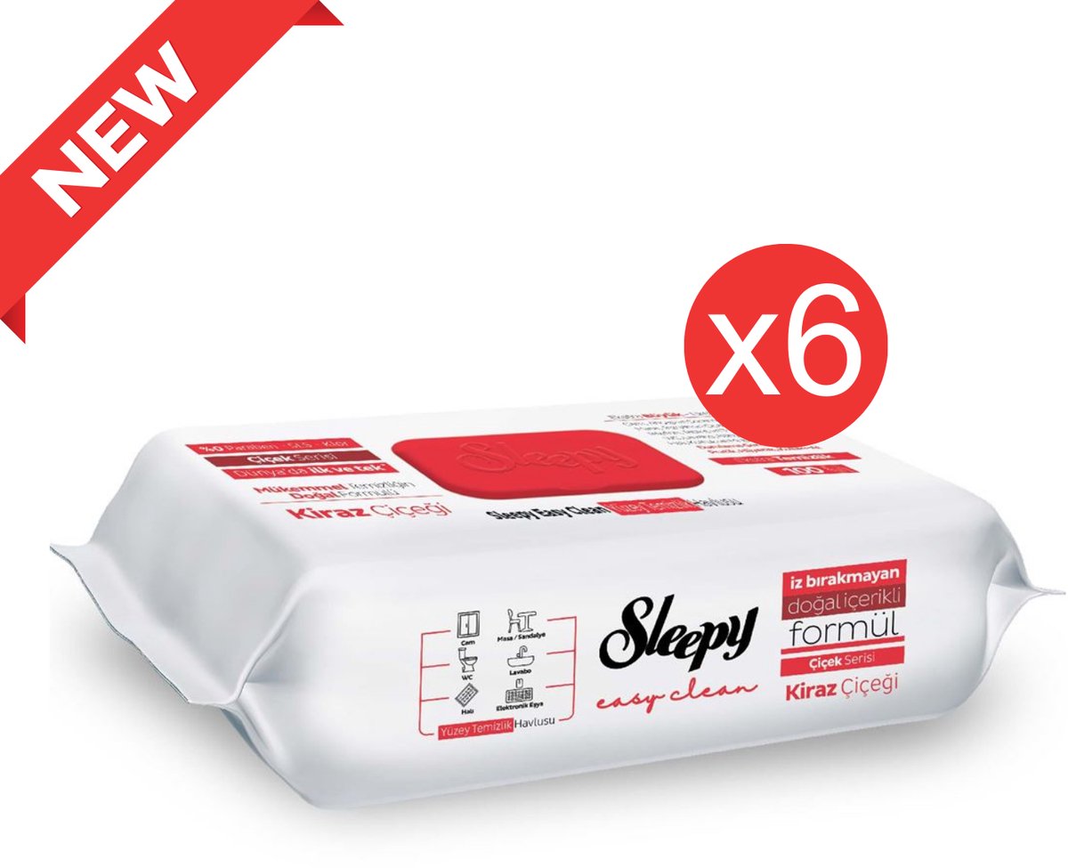 Sleepy Easy Clean multifunctionele vochtige doekjes Kersenbloesem 600 stuks