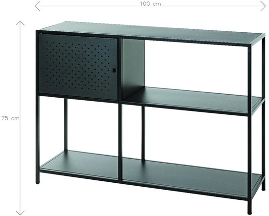 Industriële console tafel - zwart eikeneffect - 100 x 30 x 75 cm