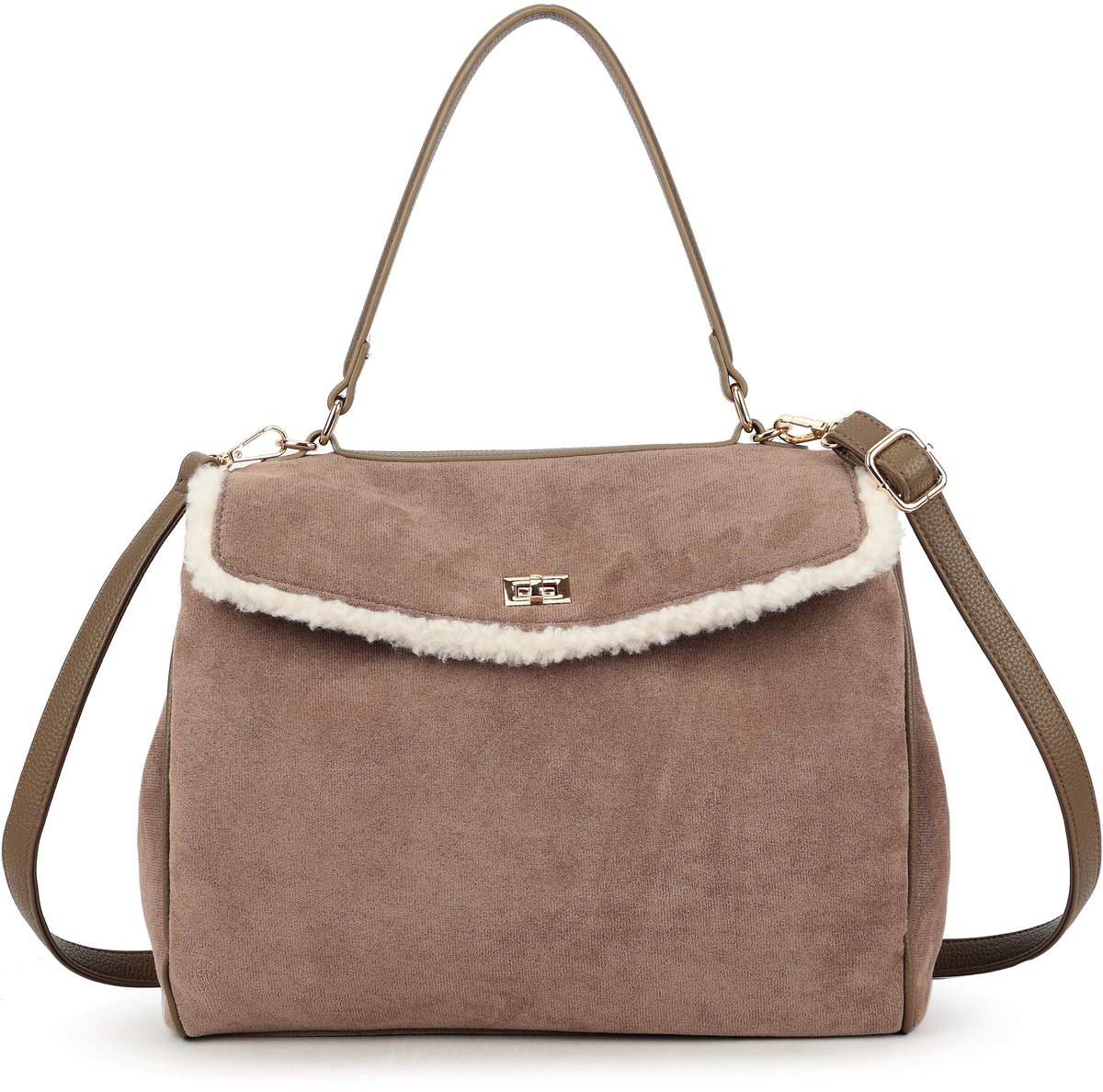 Giuliano Kunst suede handtas Beatrice - Dames - Bont - Taupe
