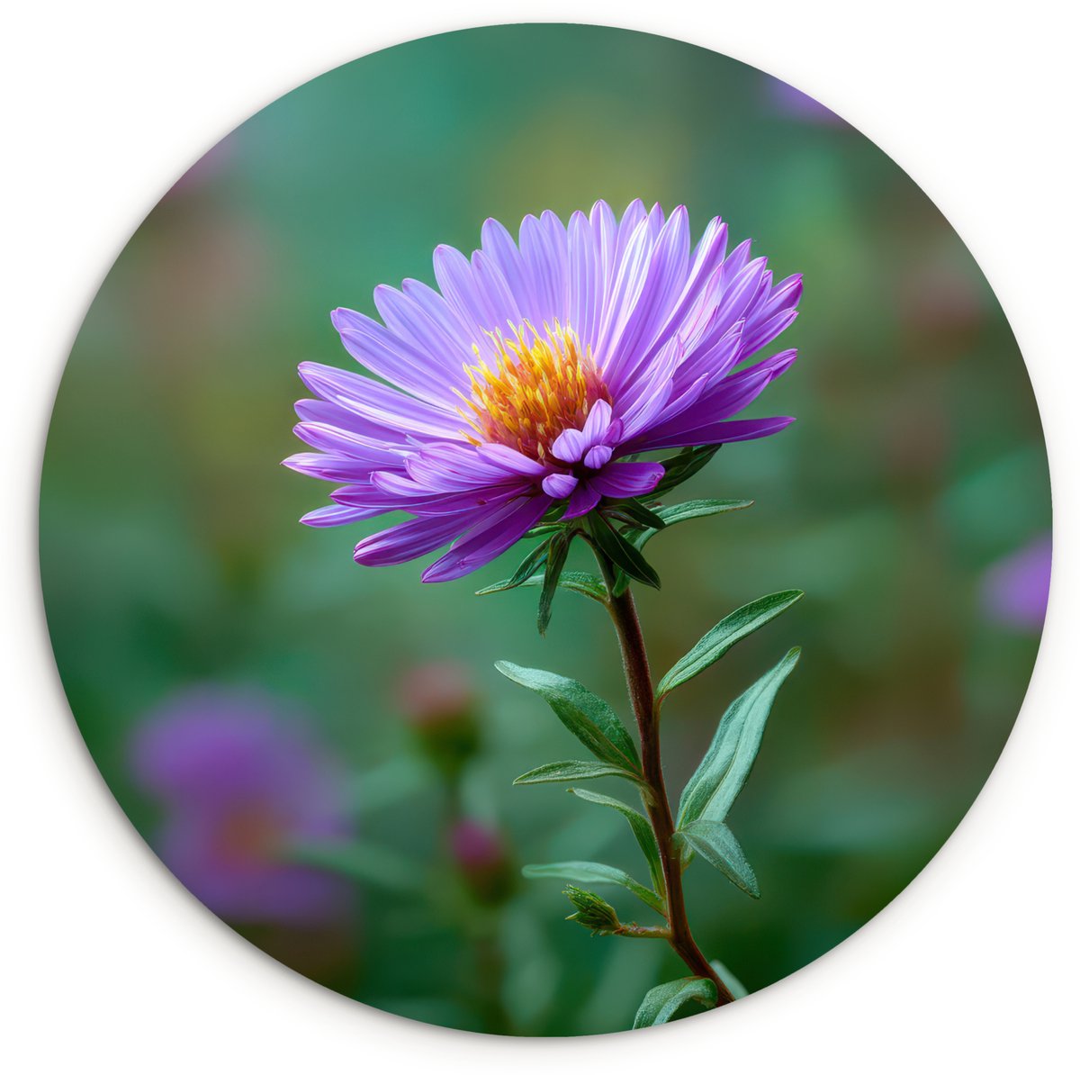 WallCircle Wandcirkel 150x150 cm - Muurcirkel Aster - Paars - Bloem - Blaadjes - Muurdecoratie woonkamer - Wanddecoratie slaapkamer - Kamer decoratie accessoires - Ronde schilderijen