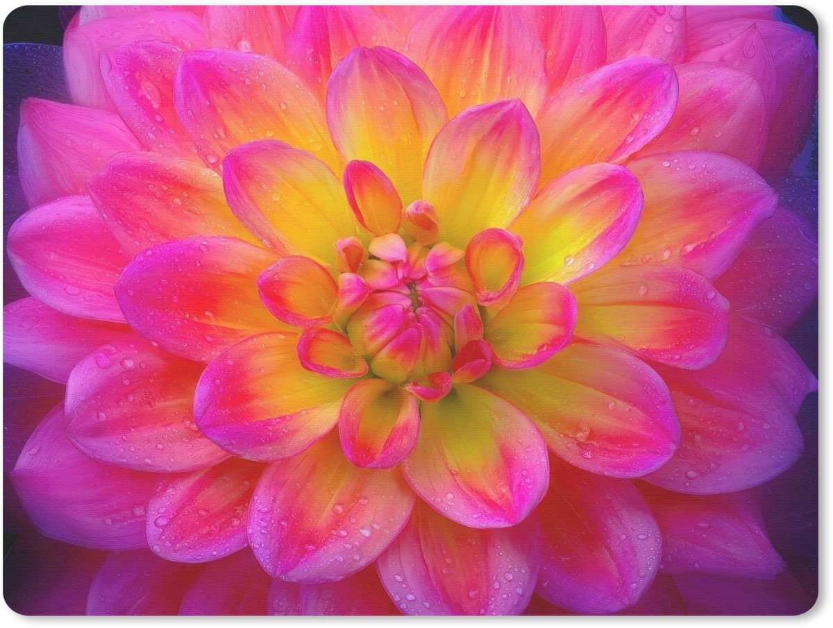 Muismat 23x19 cm - Mousepad Roze - Dahlia - Kleurrijk - Muismatten
